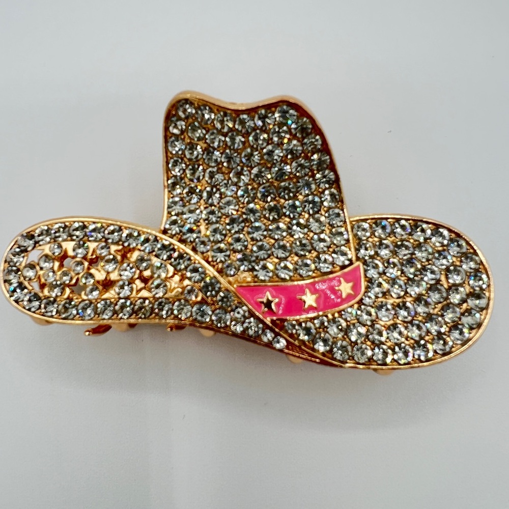 Rhinestone Cowboy Hat Hair Clip New